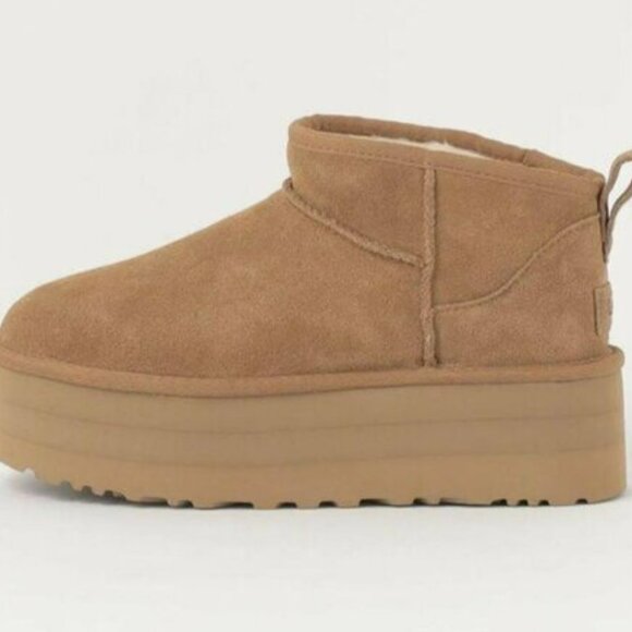 πππ₯Casualπ₯NIB New UGGs Classic Ultra Mini Platform Boots in Chestnut - Picture 2 of 7